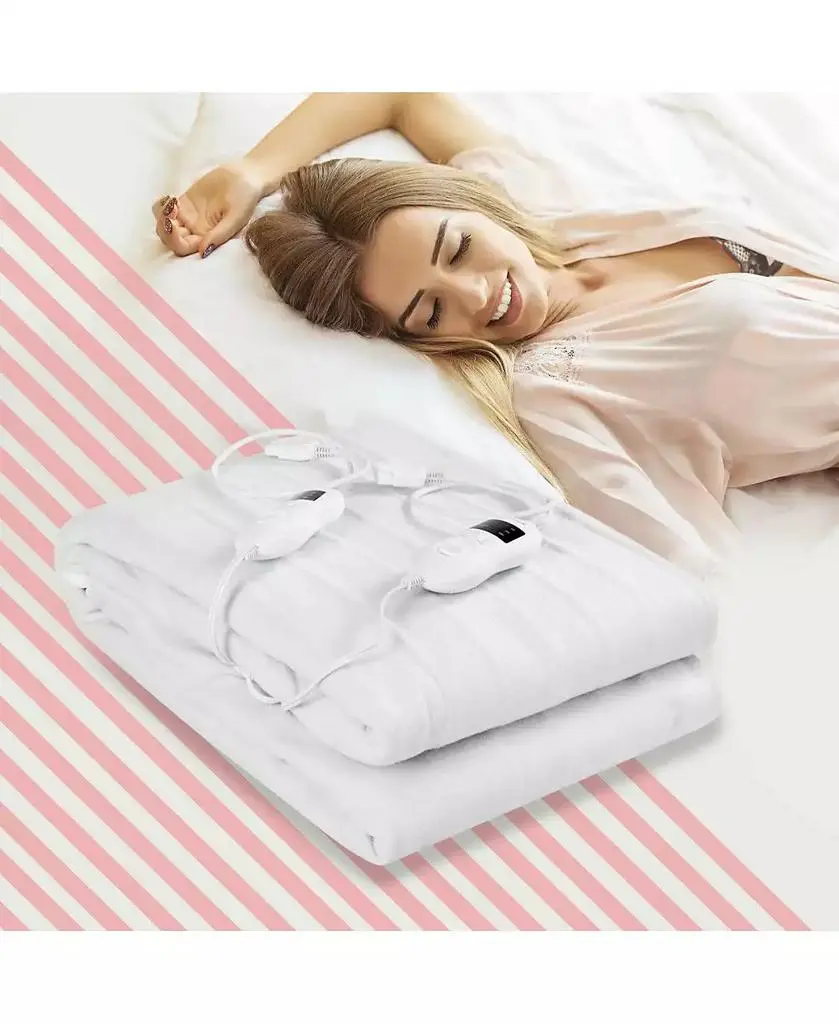 Costway 76" x 54" Full Size Heated Mattress Pad with 9 Heating Levels and 9H Timer, Dual Controllers