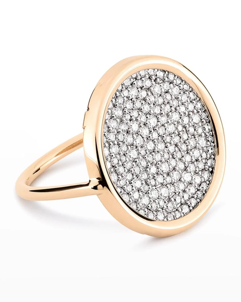 Ginette NY Ever 18k Rose Gold White Diamond Disc Ring, Size 6 1