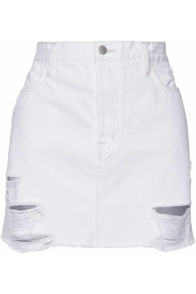 J Brand Distressed denim mini skirt 1