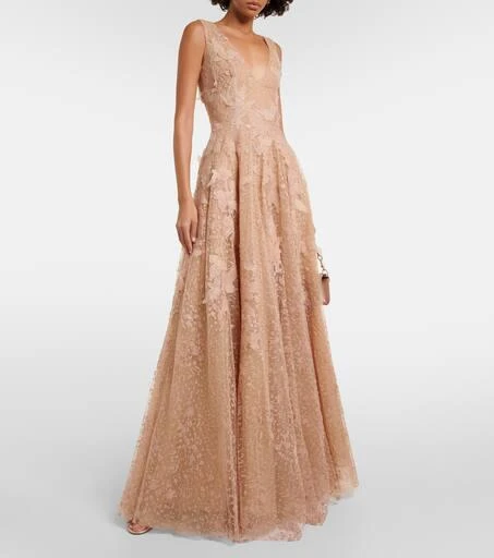 Costarellos Appliqué tulle gown 2