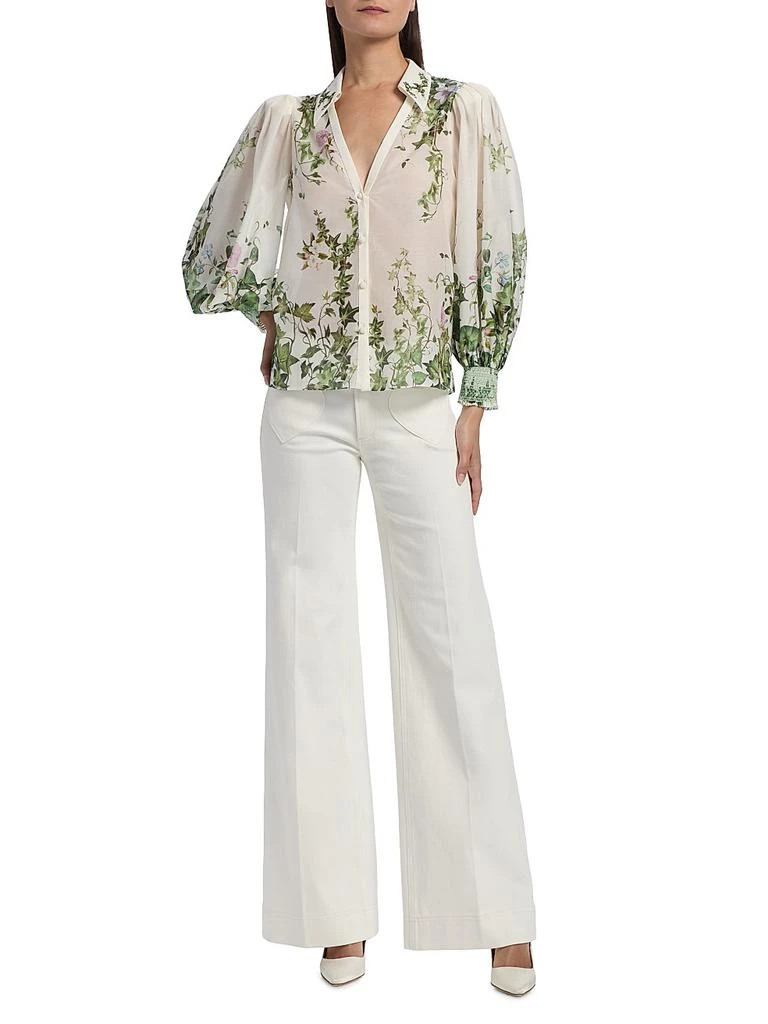 Alice + Olivia Charis Tropical-Print Cotton-Silk Blouse 2