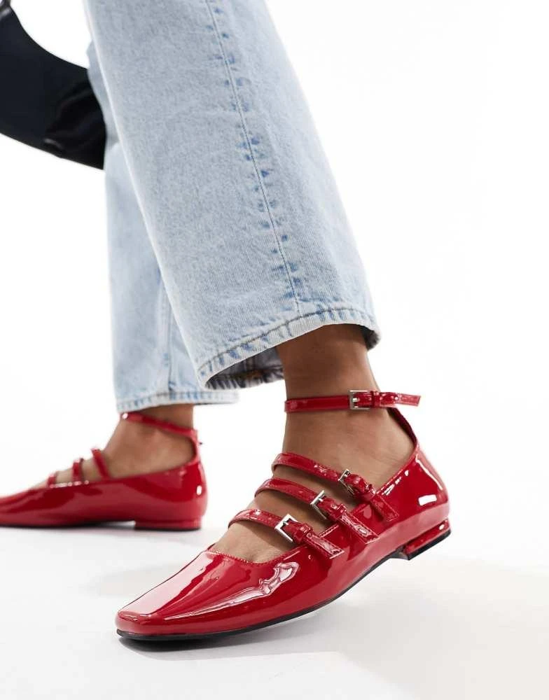 Public Desire Public Desire Sherry strappy mary jane ballet flats in cherry red patent 1