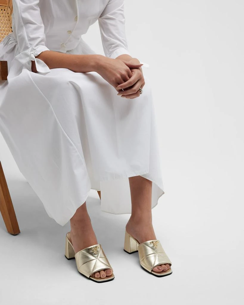 Prada Quilted Leather Block-Heel Slide Sandals 2