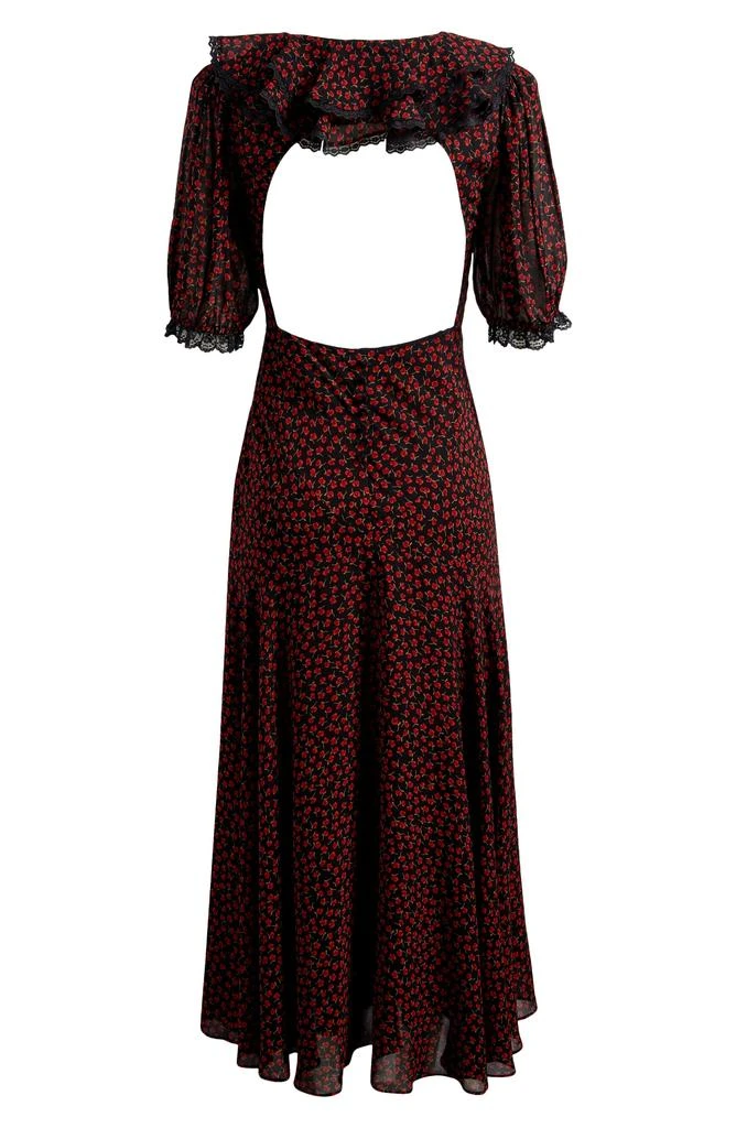 chinese dress ladies Reformation Camille Black Floral Sleeveless Lace Up Midi Fit & Flare D –  Brie main image 1