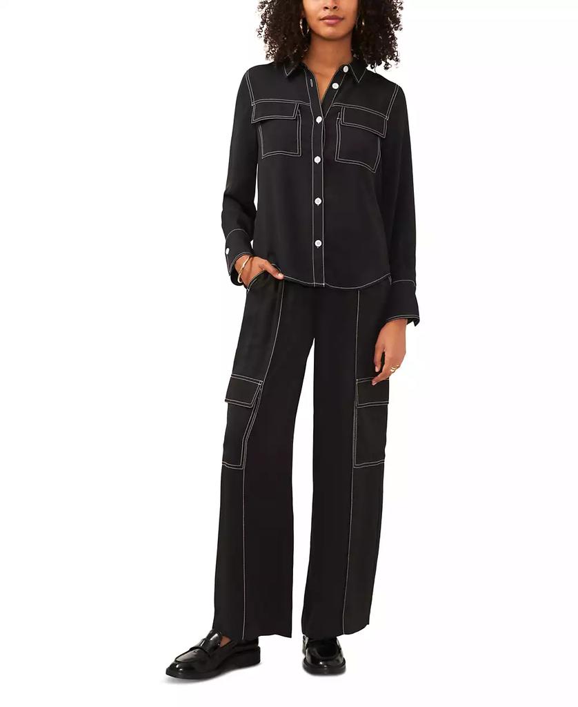 Vince Camuto Womens Contrast Pullover Sweater, Black, A OR Small並行輸入品　送料無料