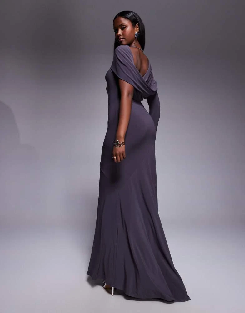 sachin and babi light blue dress Maroon occasion dress with attached shawl main image 1
