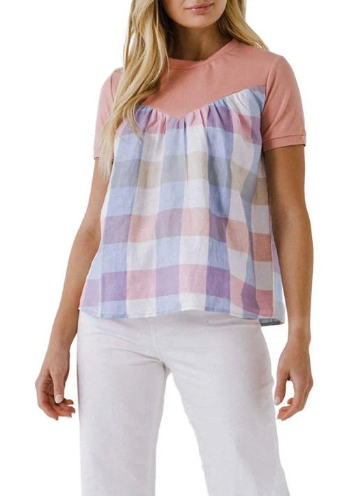 English Factory Factory Gingham Combo Top 1