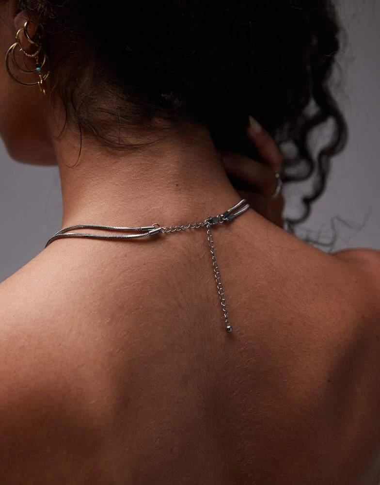 Topshop Topshop Samir waterproof stainless steel link charm necklace in silver 4