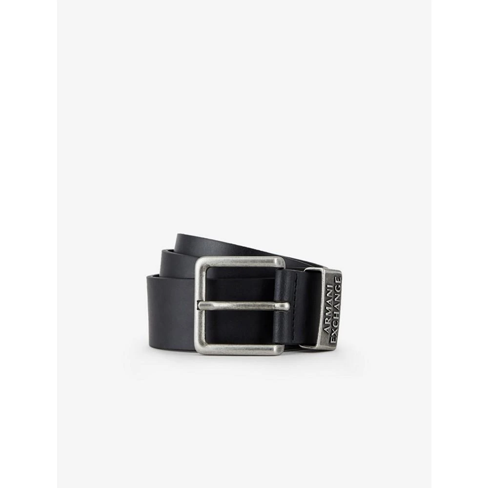 A|X Armani Exchange AX Bold Buckle Logo Leather Belt