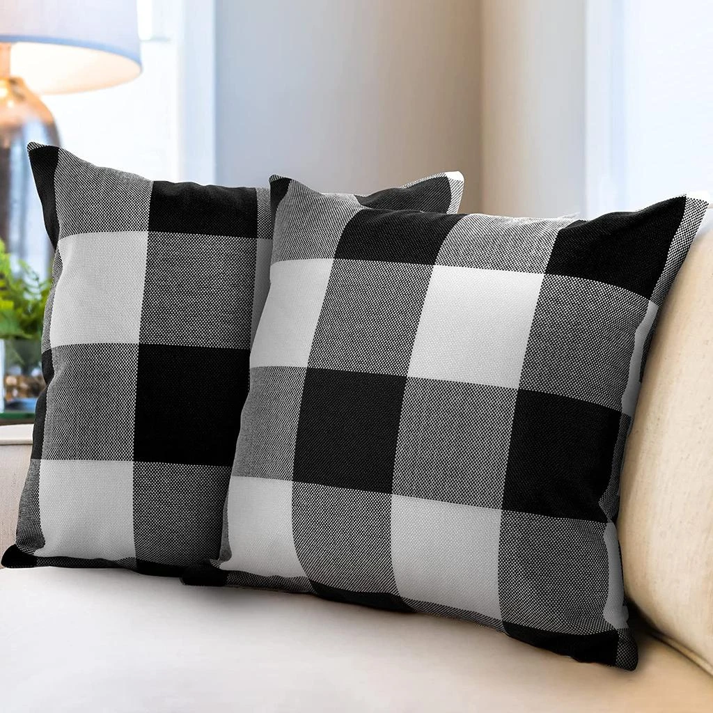 Zulay Kitchen Pack of 2 Buffalo Plaid Throw Pillow Covers 16x16 16