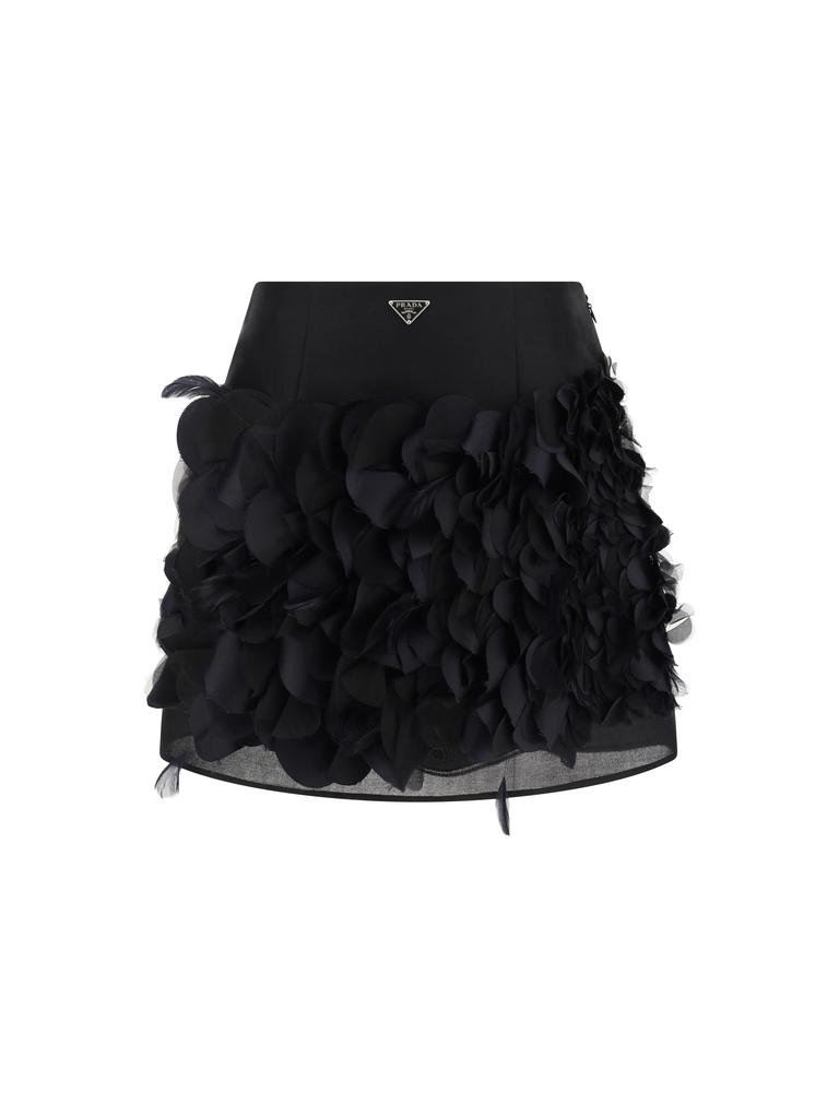 スカート PRADA BLACK RIBBED JERSEY SKIRT Prada Ribbed Jersey Logo Midi Skirt | Harrods UK