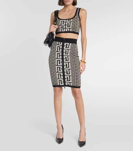 Balmain Monogram jacquard crop top 2
