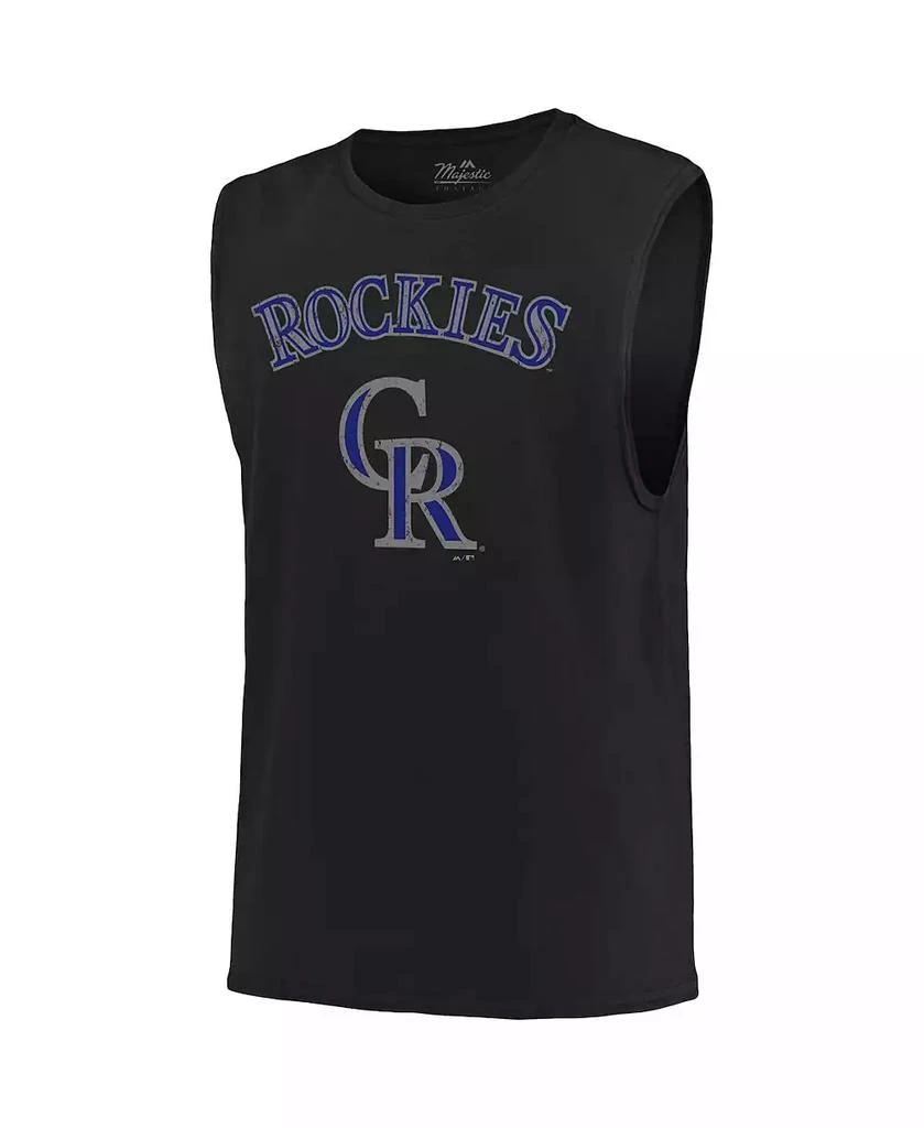 Majestic Men's Threads Black Colorado Rockies Softhand Muscle Tank Top 2