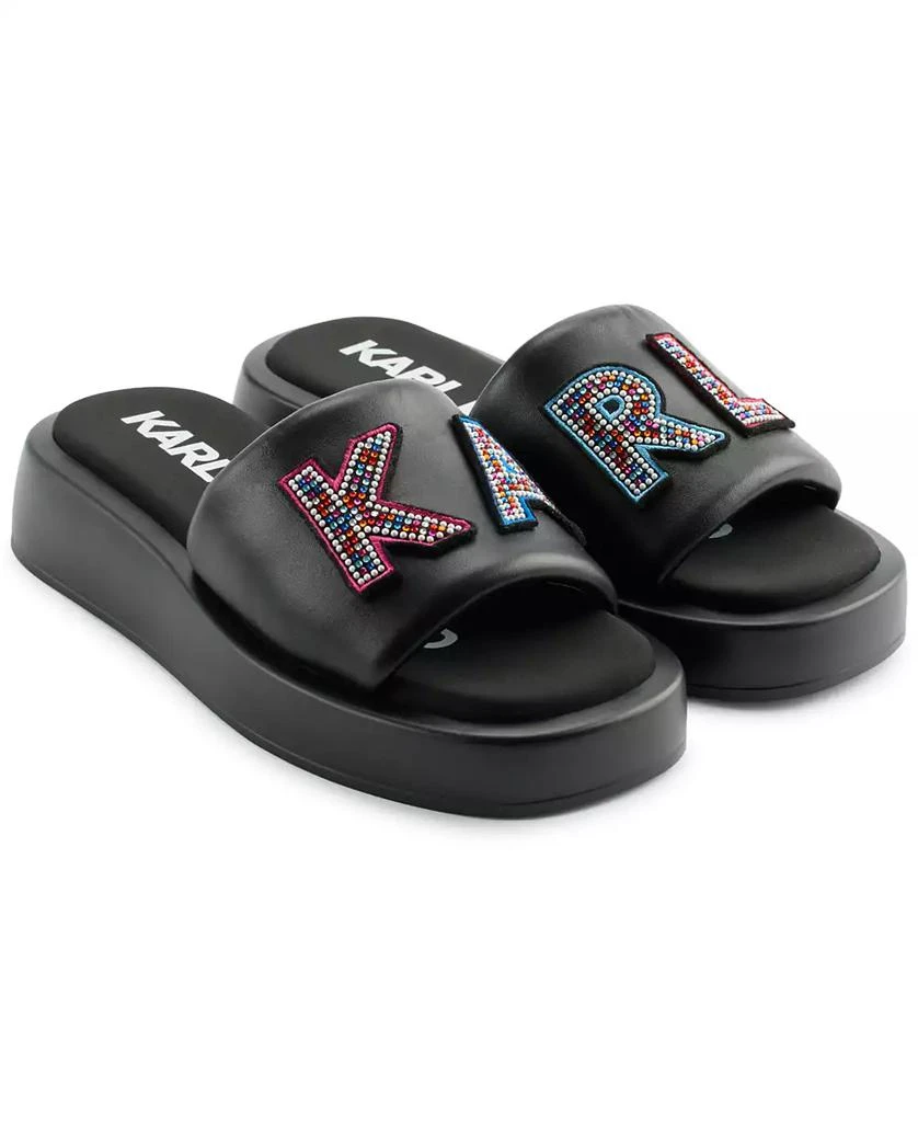 Karl Lagerfeld Paris Women
s Opal Stone Platform Slide Flat Sandals 6