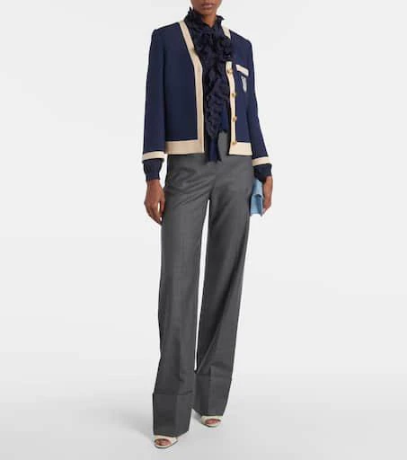 Valentino High-rise wool straight pants 2