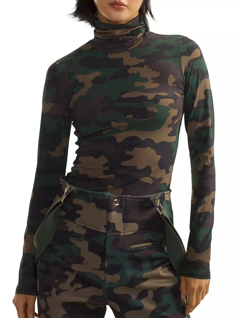 Cynthia Rowley Camouflage Turtleneck Top