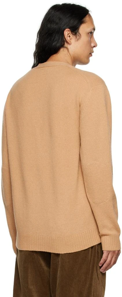 BEAMS PLUS Beige 7G Elbow Patch Cardigan 3