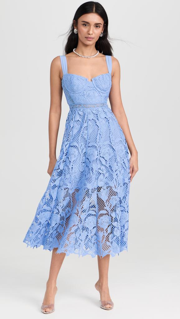Self Portrait Blue Lace Midi Dress