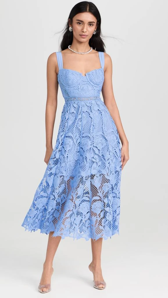 Self Portrait Blue Lace Midi Dress 1