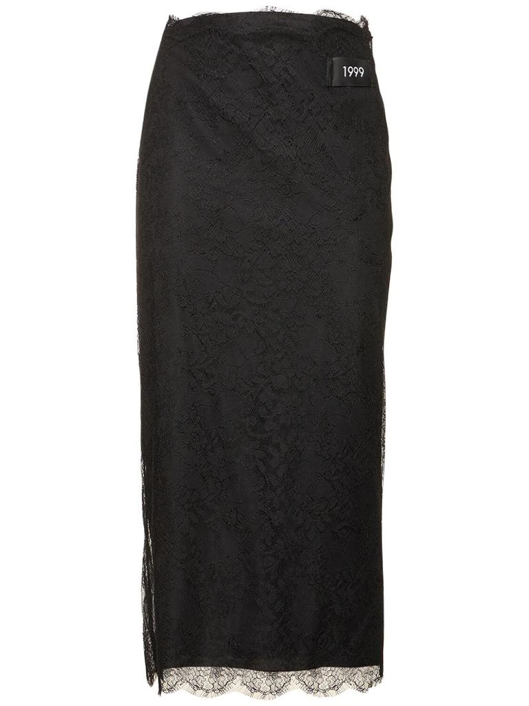 Dolce & Gabbana Chantilly Fil Coupé Lace Midi Skirt 1