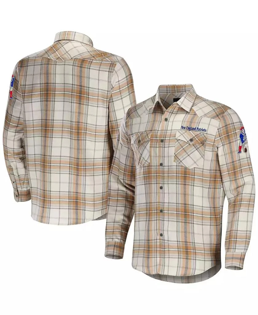 Fanatics Men's NFL x Darius Rucker Collection by Tan New England Patriots Flannel Long Sleeve Button-Up Shirt 1