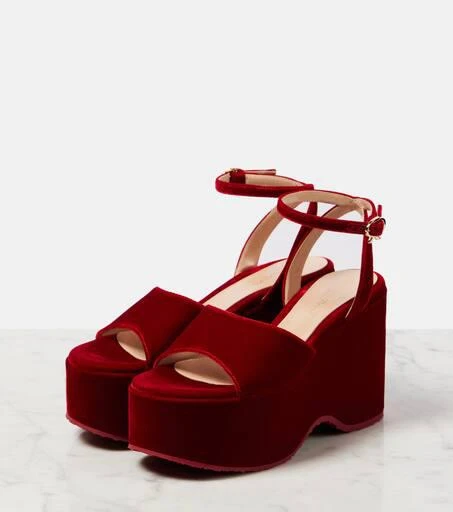 Gianvito Rossi Velvet wedge sandals 4