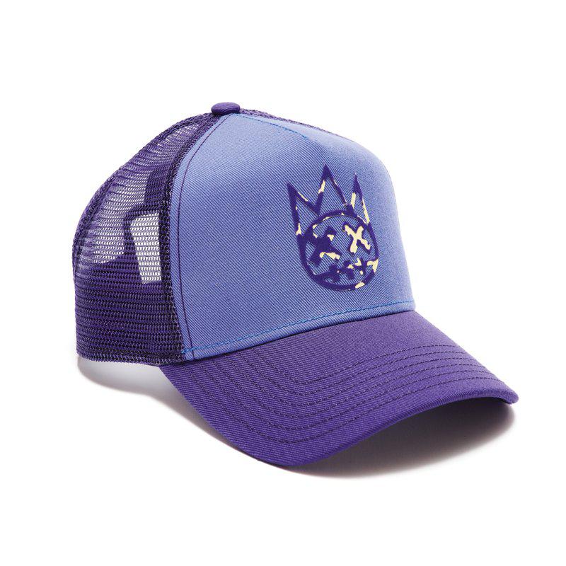 Cult Of Individuality Clean Logo Mesh Back Trucker Curved Visor Cap In Vintage Purple ONE