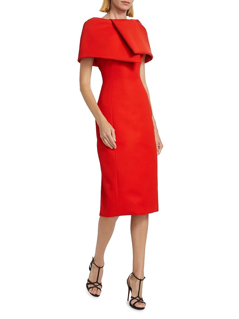 Oscar de la Renta Wool-Blend Wrap Capelet Midi-Dress 2