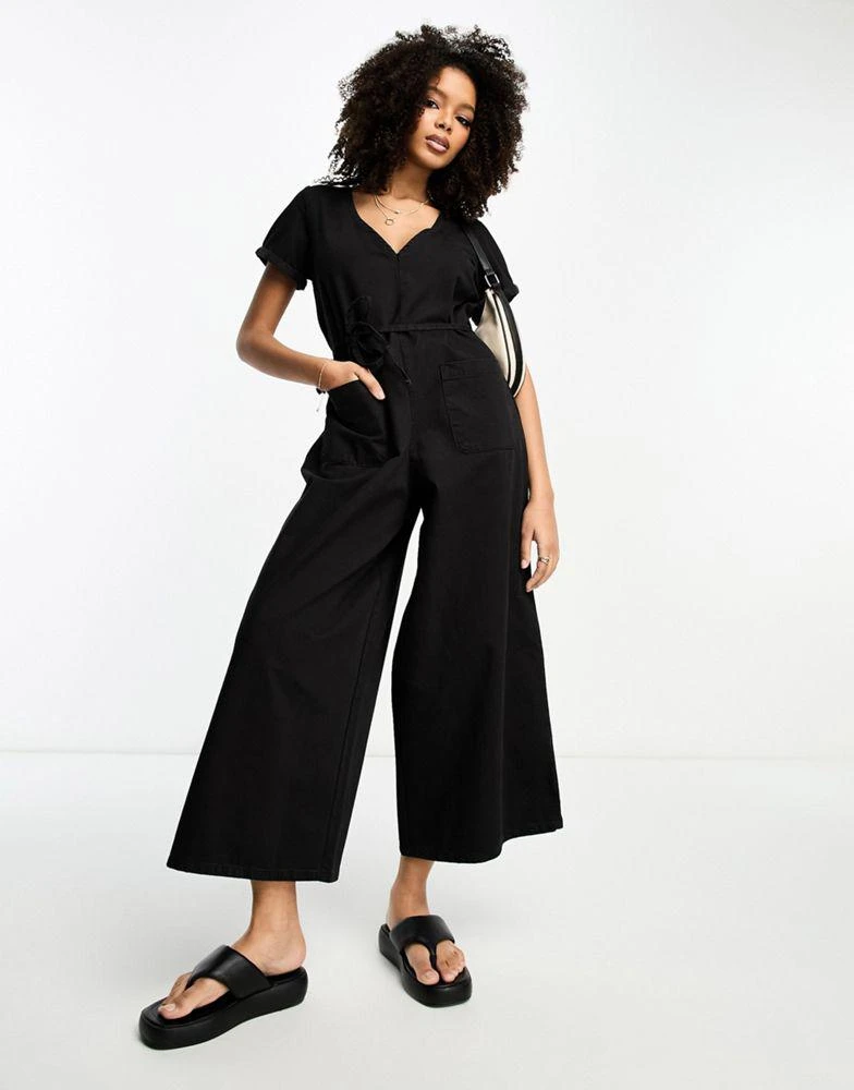 ASOS ASOS DESIGN soft denim jumpsuit in black 1