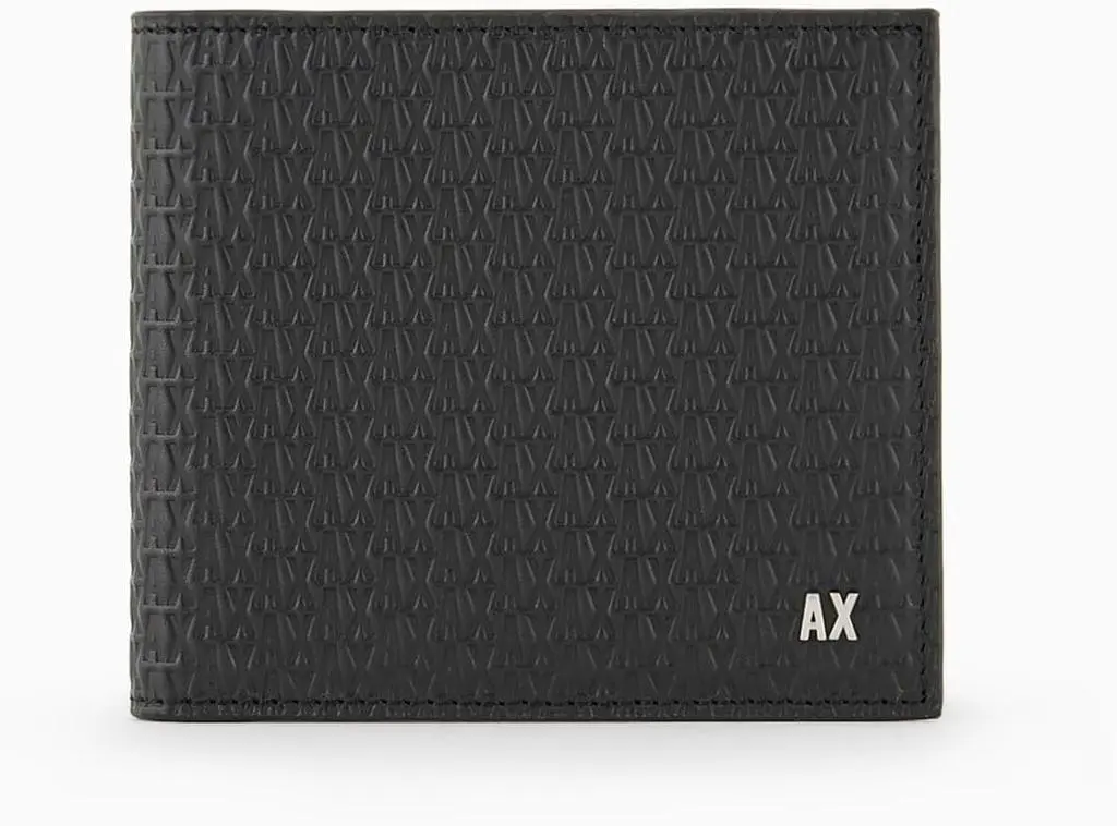 Armani Exchange Armani Exchange Men's All Over Embossed Logo Bifold, Black, One Size