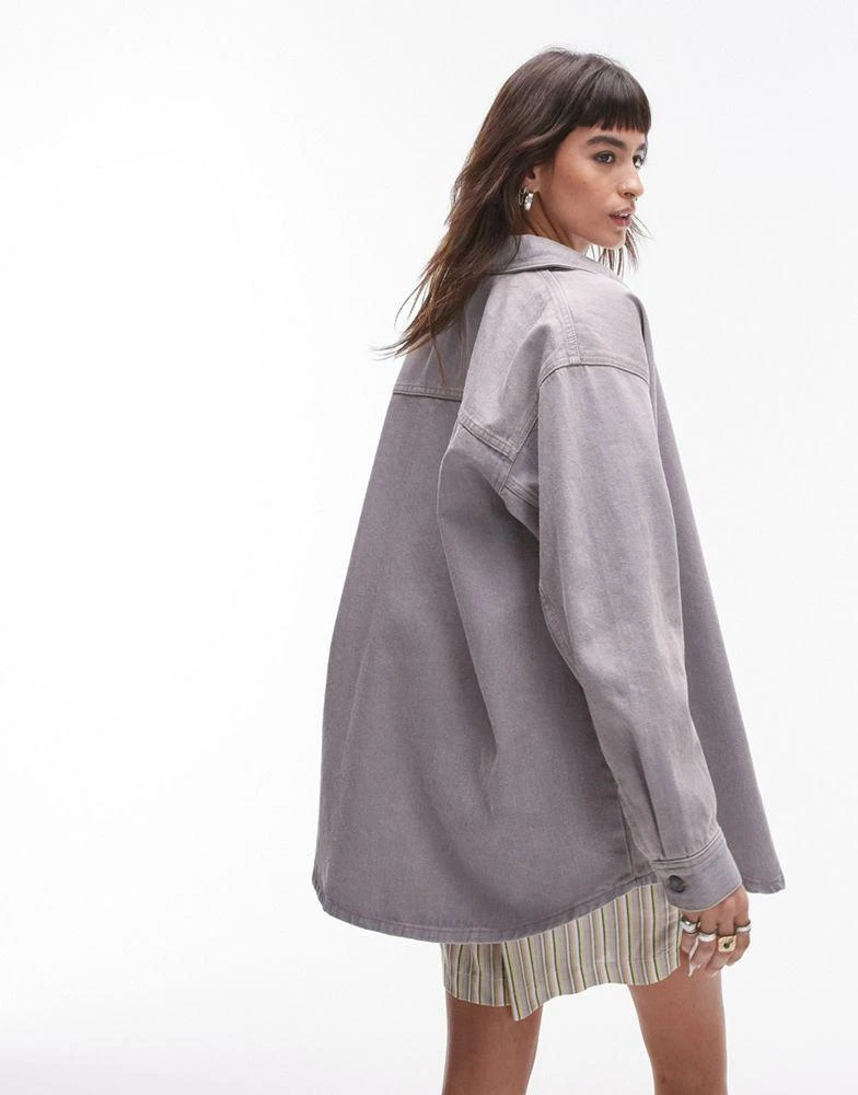 Topshop Topshop denim shacket in sandstorm grey 4