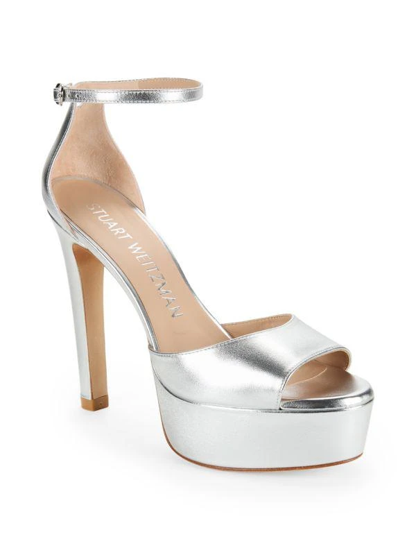 Stuart Weitzman Disco Metallic Leather Platform Sandals 2