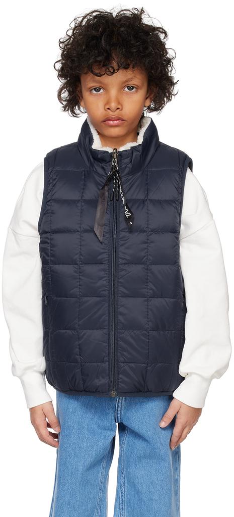 Taion Kids Navy & White Quilted Reversible Vest