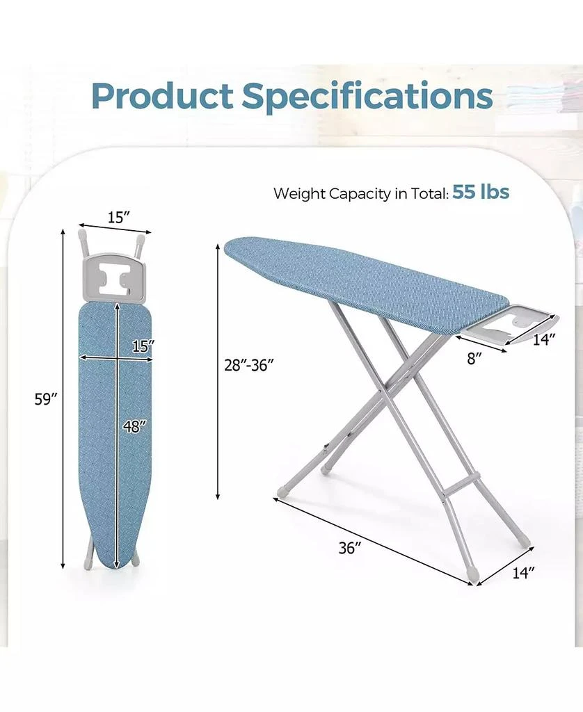 Ecooso Full Size Ironing Board with Iron Rest and 7-Level Height 3