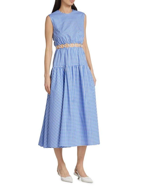 LELA ROSE Gingham Cut Out Midi Dress 3