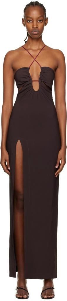 brown keyhole dress The Brown Keyhole High Neck Mini Dress main image 0