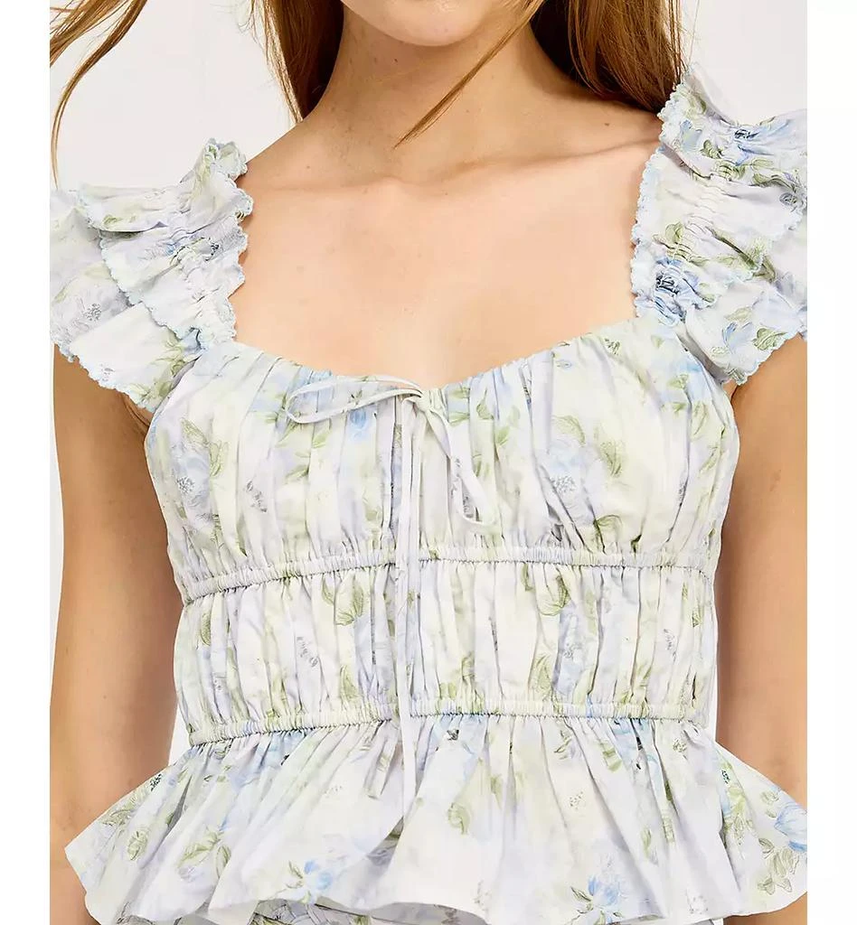 En Saison Women's Scarlet Floral Cotton Peplum Top 3