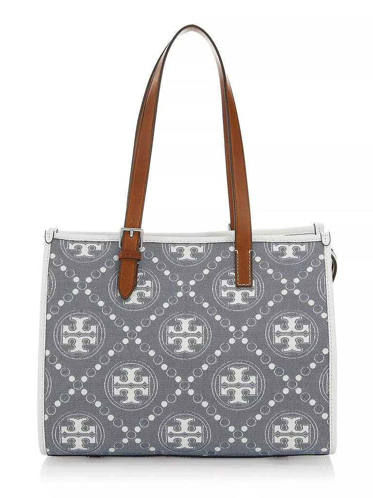 Tory Burch Small T Monogram Denim Tote Bag 1