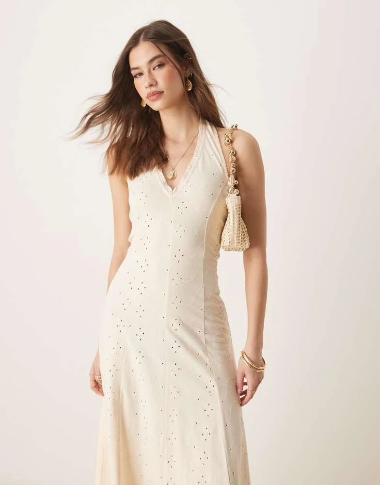 asos design broderie dress ASOS DESIGN broderie cami maxi dress in black