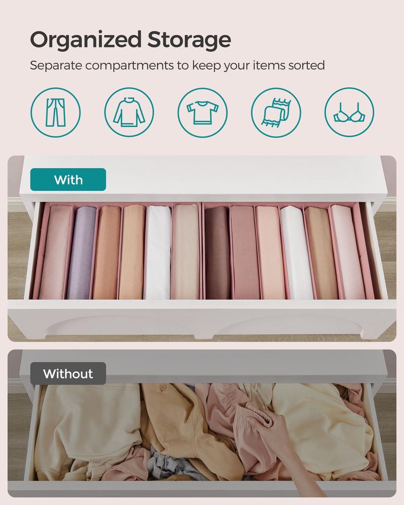 BreeBe 6-Compartment Clothes Drawer Organizers Set of 4 Jelly Pink