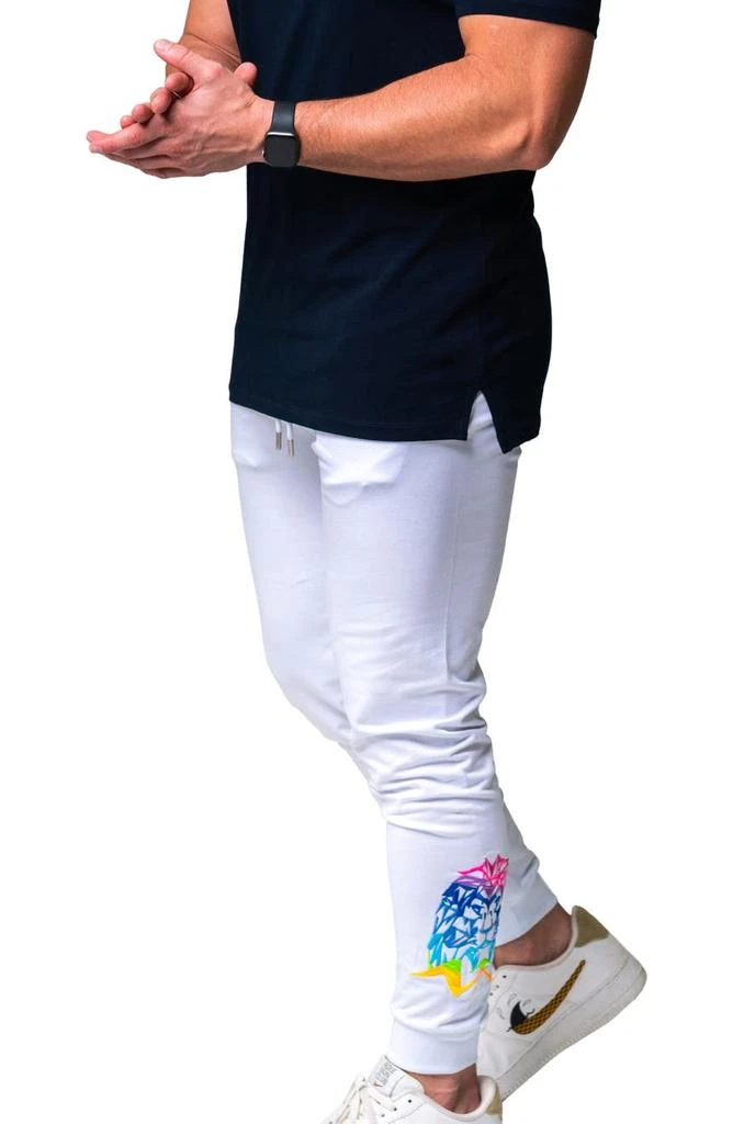 Maceoo Neon Rainbow Lion Embroidered Stretch Cotton Joggers 7