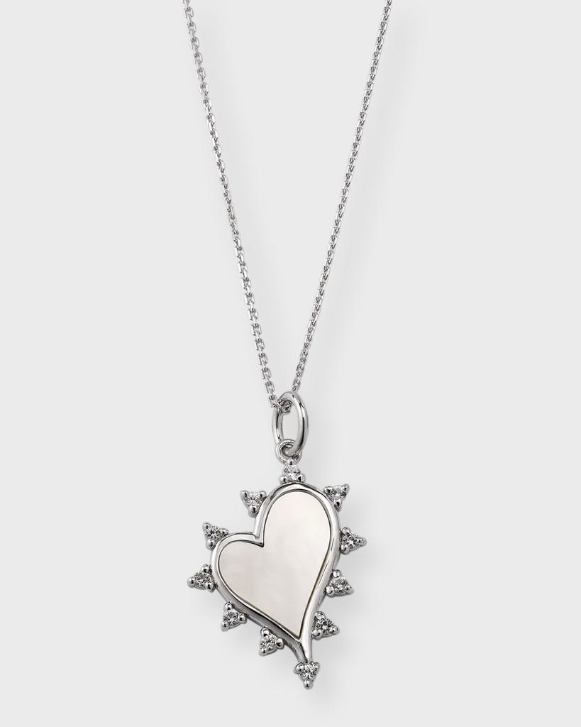 Monica Rich Kosann Sterling Silver Mother of Pearl Heart Necklace