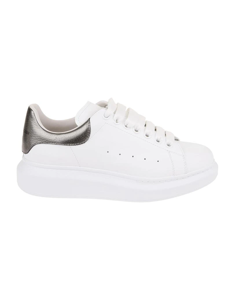Alexander McQueen White Oversized Sneakers With Metallic Dark Grey Spoiler 1