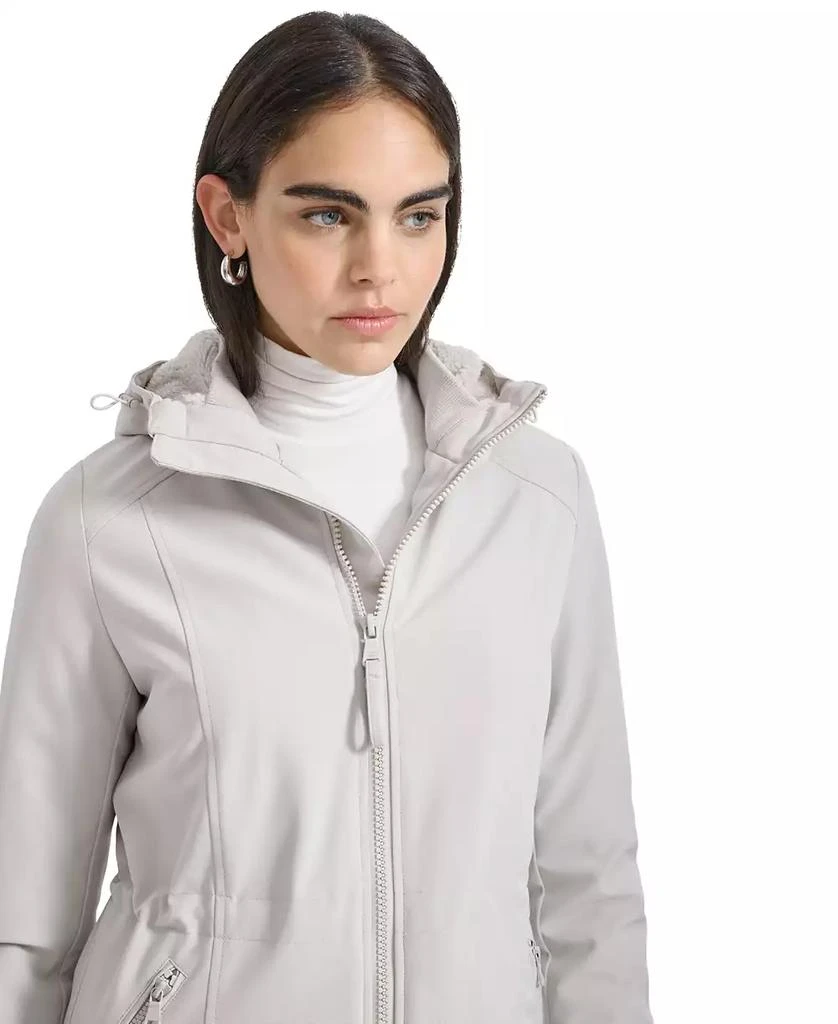Calvin Klein Womens Hooded Faux-Fur-Lined Anorak Raincoat 4