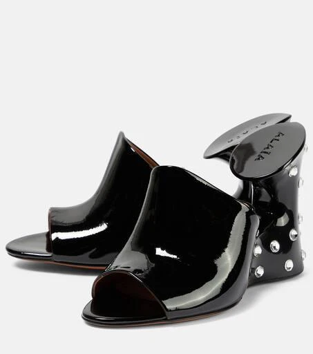 Alaïa La Sculpture embellished patent leather mules 5