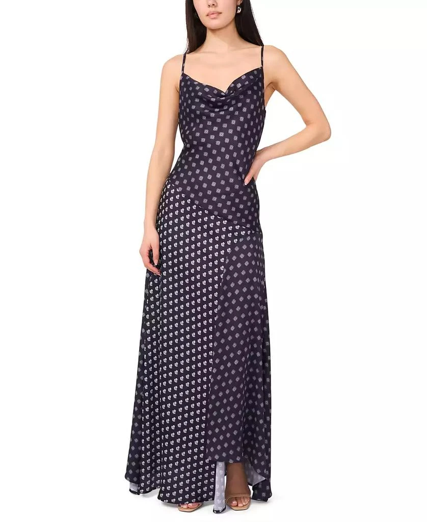 asymmetrical cowl neck slip dress Mila Asymmetric Cowl Neck Satin Slip Dress