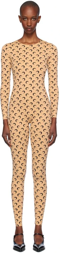 MARINE SERRE Tan All Over Moon Jumpsuit 1