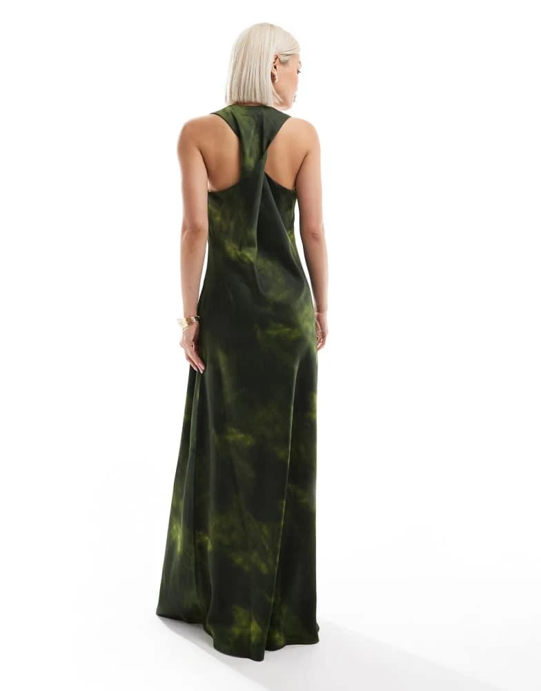 VERO MODA Vero Moda Aware satin maxi dress iin green abstract print 2