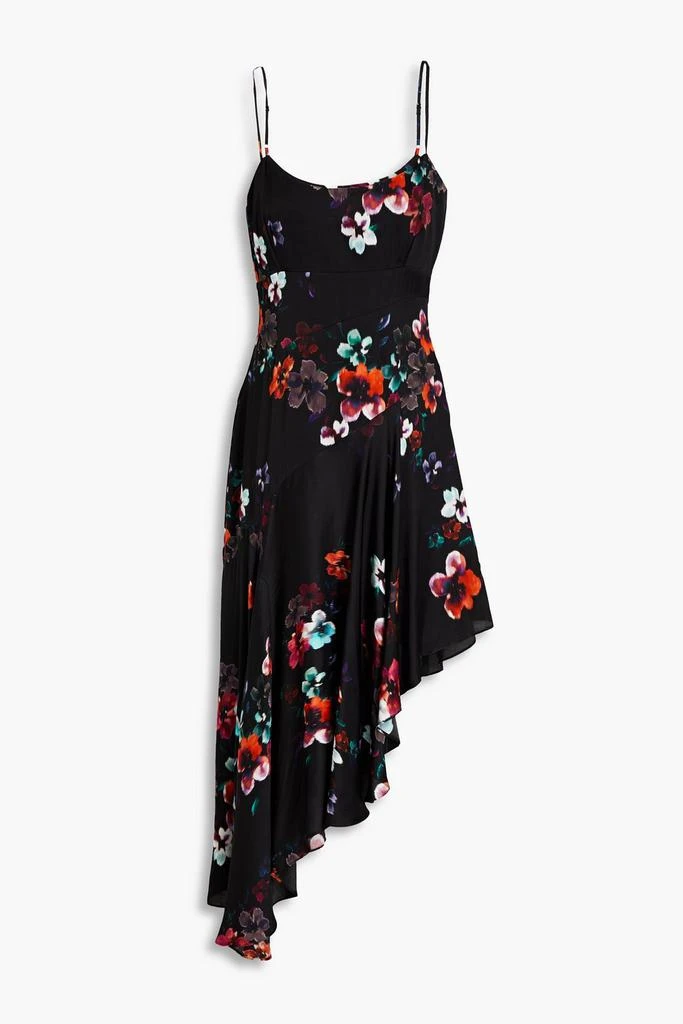 NICHOLAS Asymmetric floral-print sateen dress 1