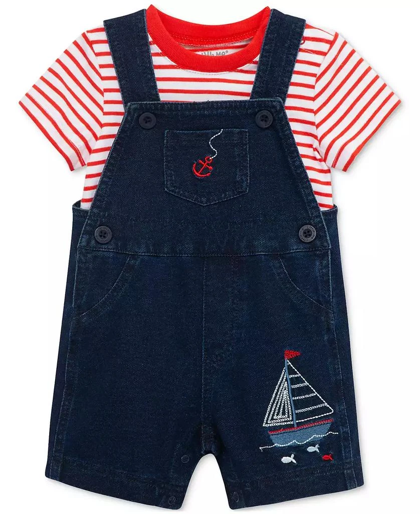 Little Me Baby Boys 2-Pc. Stripe T-Shirt & Sailboat Shortall Set 1